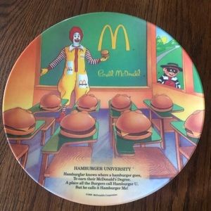 Ronald McDonald's 1989 Hamburger University Plate Plastic